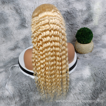 Cheap Factory Price Transparent Human Hair Lace Front Wig Blonde,18-26 Inch Very Long Wig,Blonde Curly Human Hair Wig